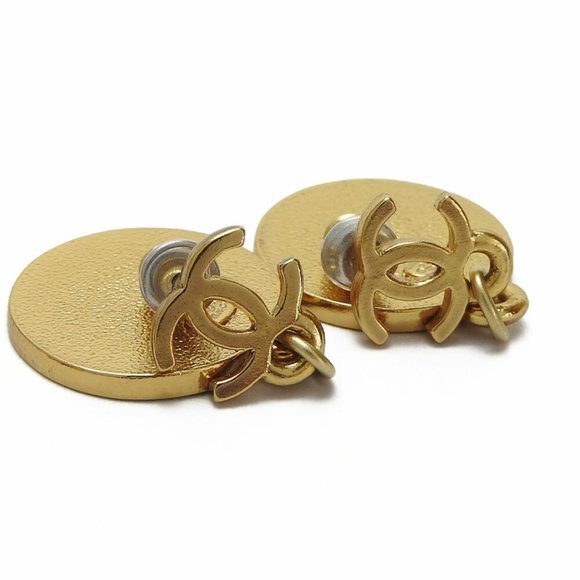 CHANEL Earrings Gold Black Coco Mark Star Swing Plated 01P GP Accessories Wom... - Picture 4 of 7